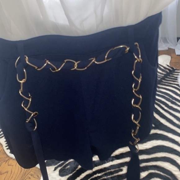 Romper navy blue short white top open back. New no tags ocean vibes romper - Picture 4 of 16